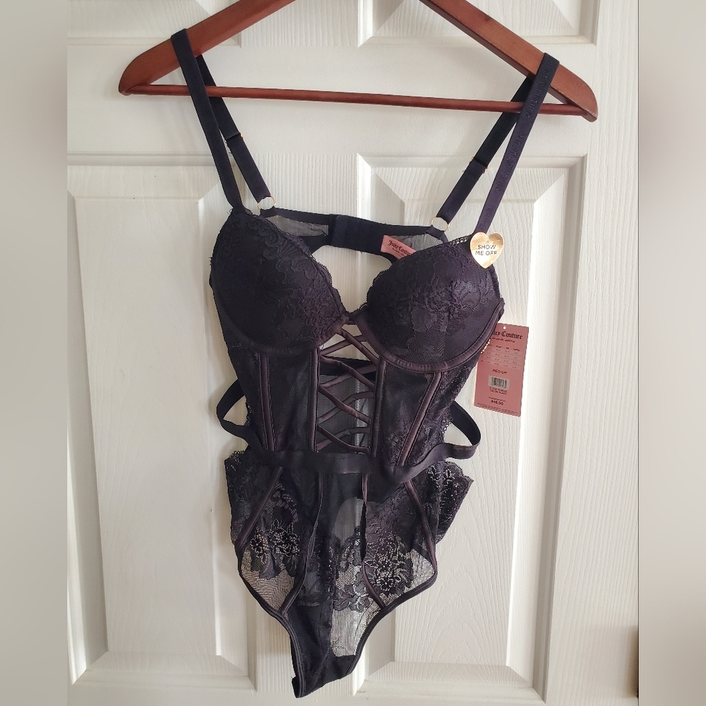 Juicy Couture Bodysuit Size M in Black Lace